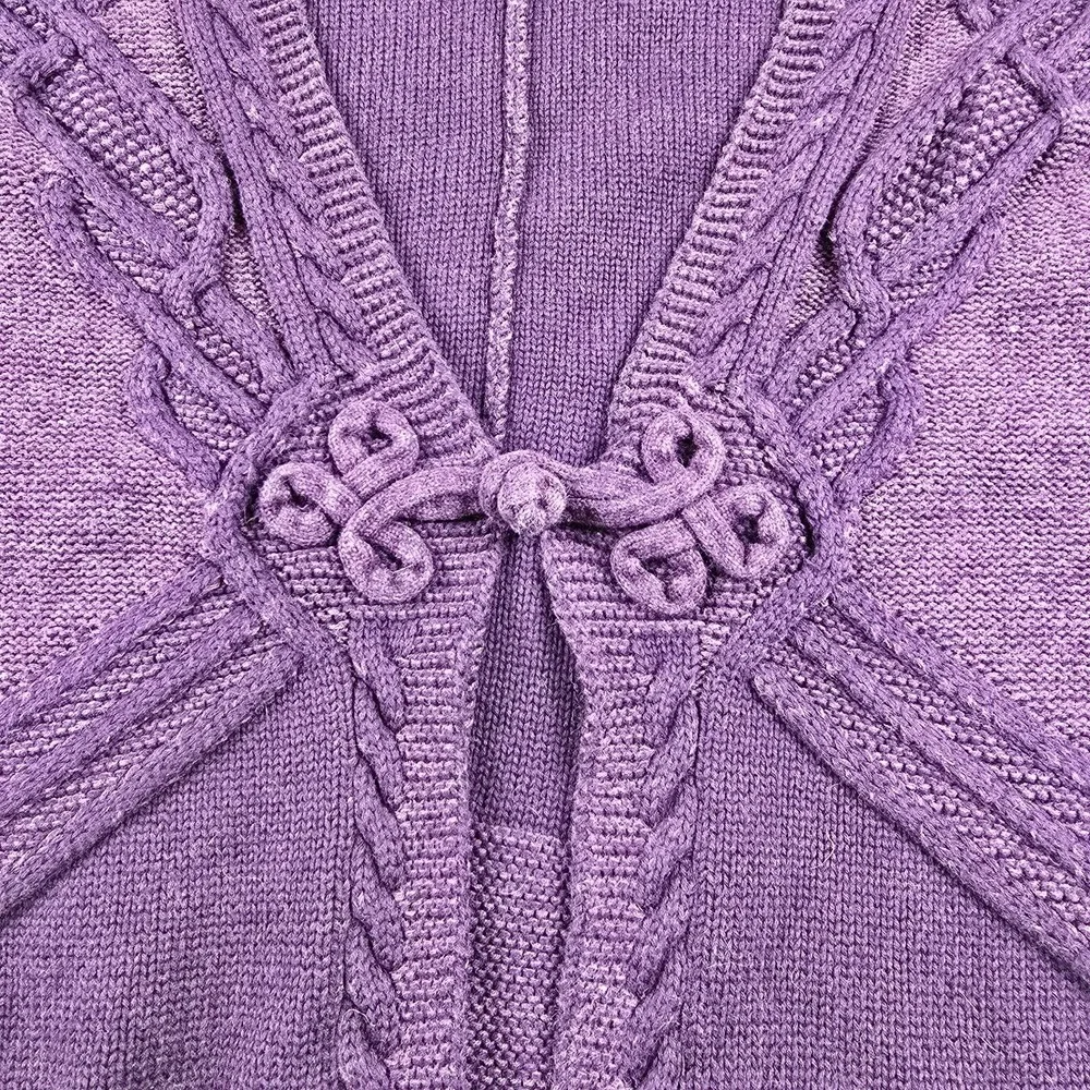 Foxcroft Cardigan Sweater Purple Tonal Design Knit 3/4 Sleeve Women's Small - Picture 3 of 11